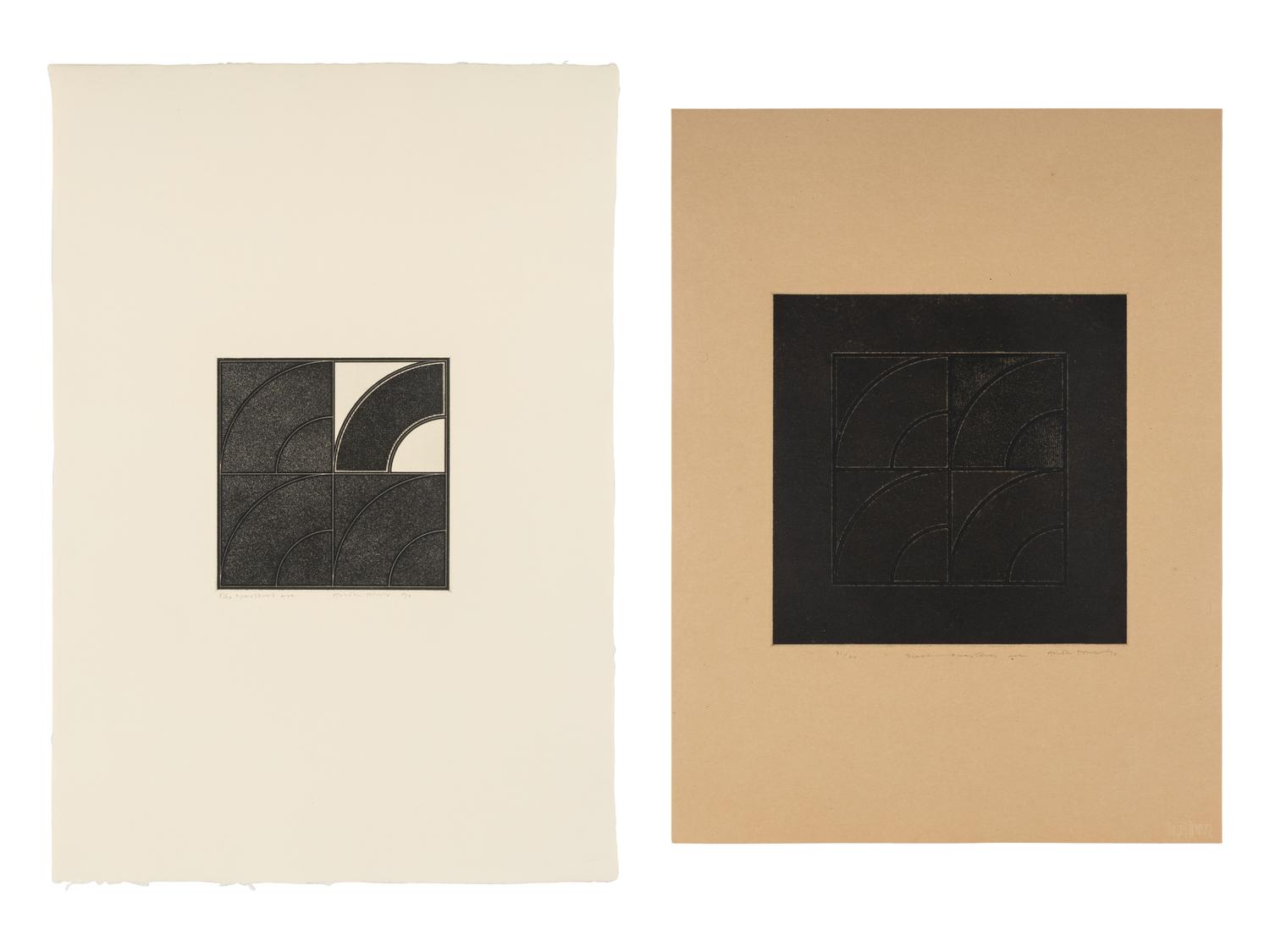 Quartered Arc and Black Quartered Arc (a pair of prints), 1970