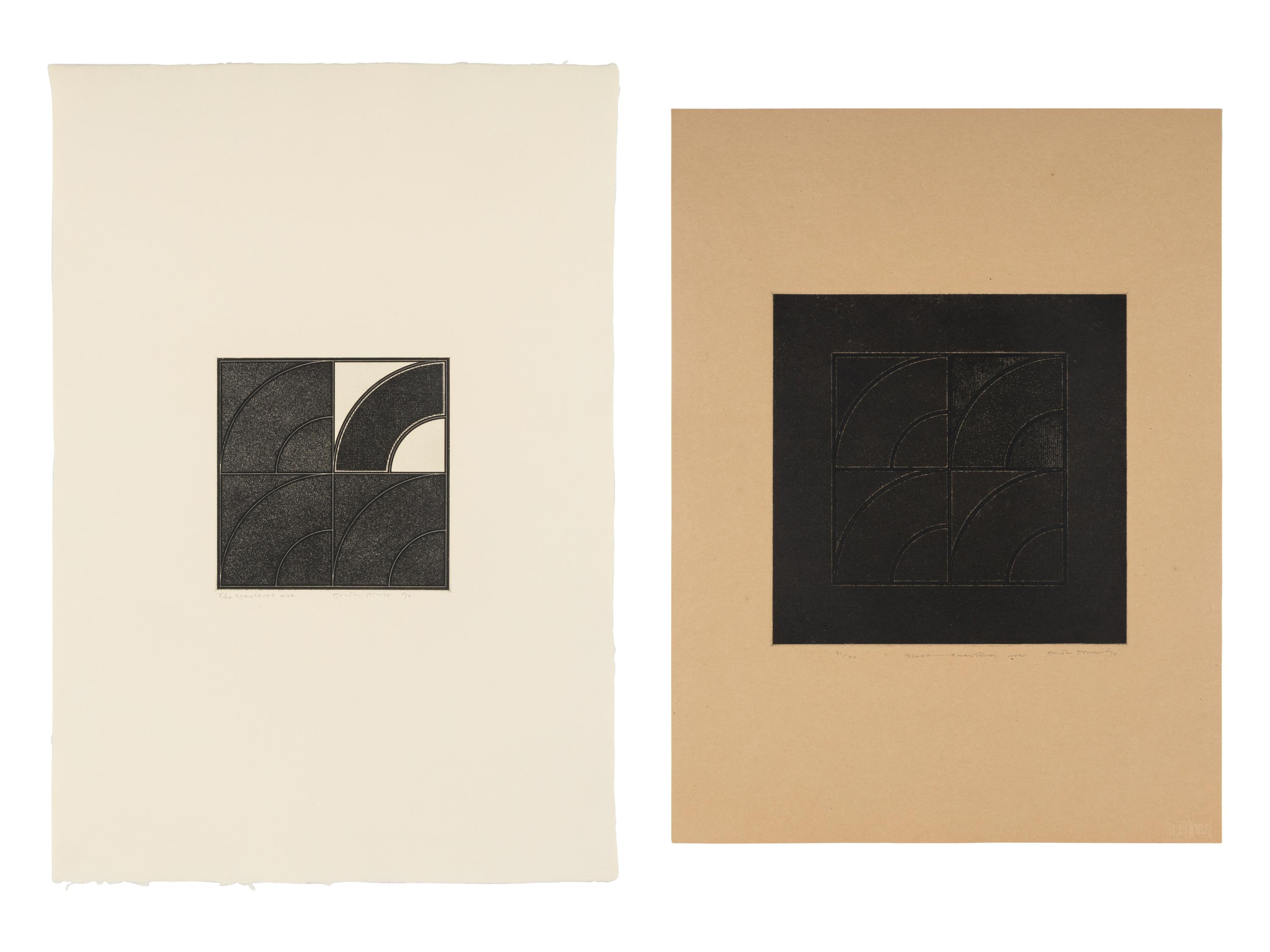 Quartered Arc and Black Quartered Arc (a pair of prints), 1970
