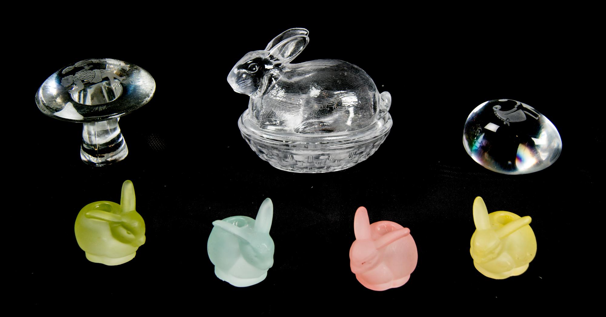 An Assembled Collection of Glass Table Ornaments Height of tallest 4 inches. — 20TH CENTURY
