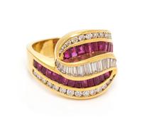 An 18 Karat Yellow Gold, Diamond and Ruby Ring, Charles Krypell, 8.85 dwts.