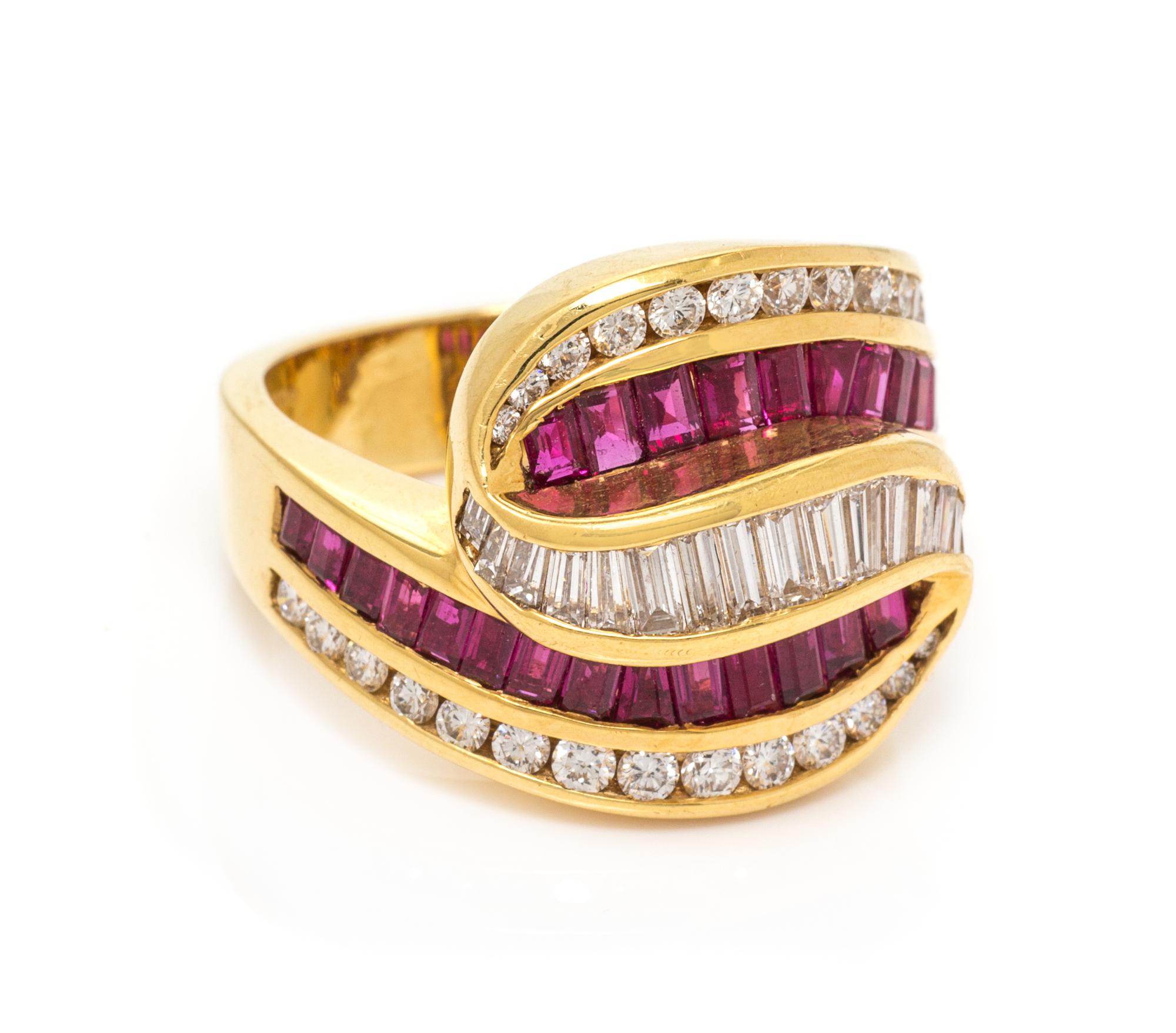An 18 Karat Yellow Gold, Diamond and Ruby Ring, Charles Krypell, 8.85 dwts.