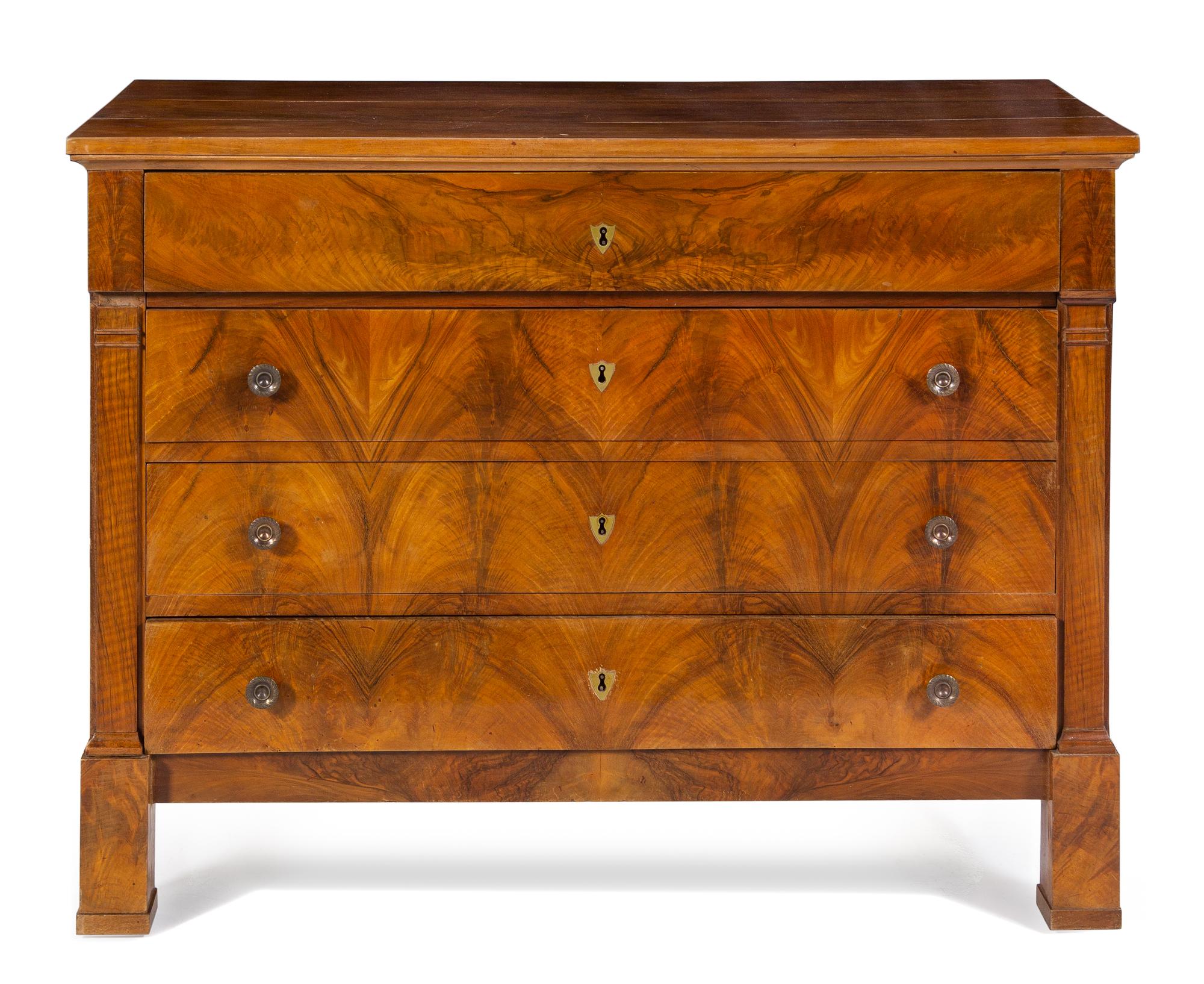 A Louis Philippe Burl Walnut Secretary Commode Height 38 1/4 x width 51 x depth 23 inches. — 19TH CENTURY