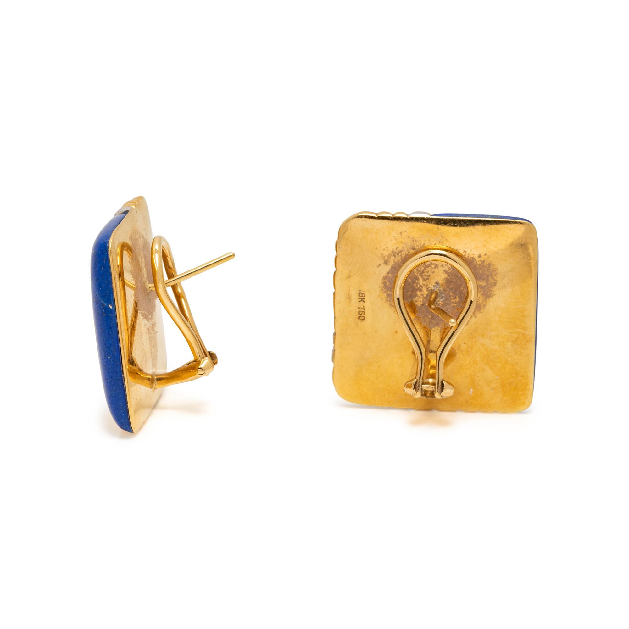 LAPIS LAZULI, MOTHER-OF-PEARL AND DIAMOND EARRINGS