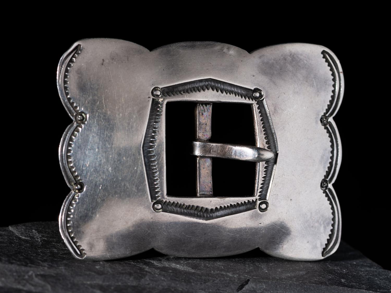 Navajo Stamped Silver Belt Buckle