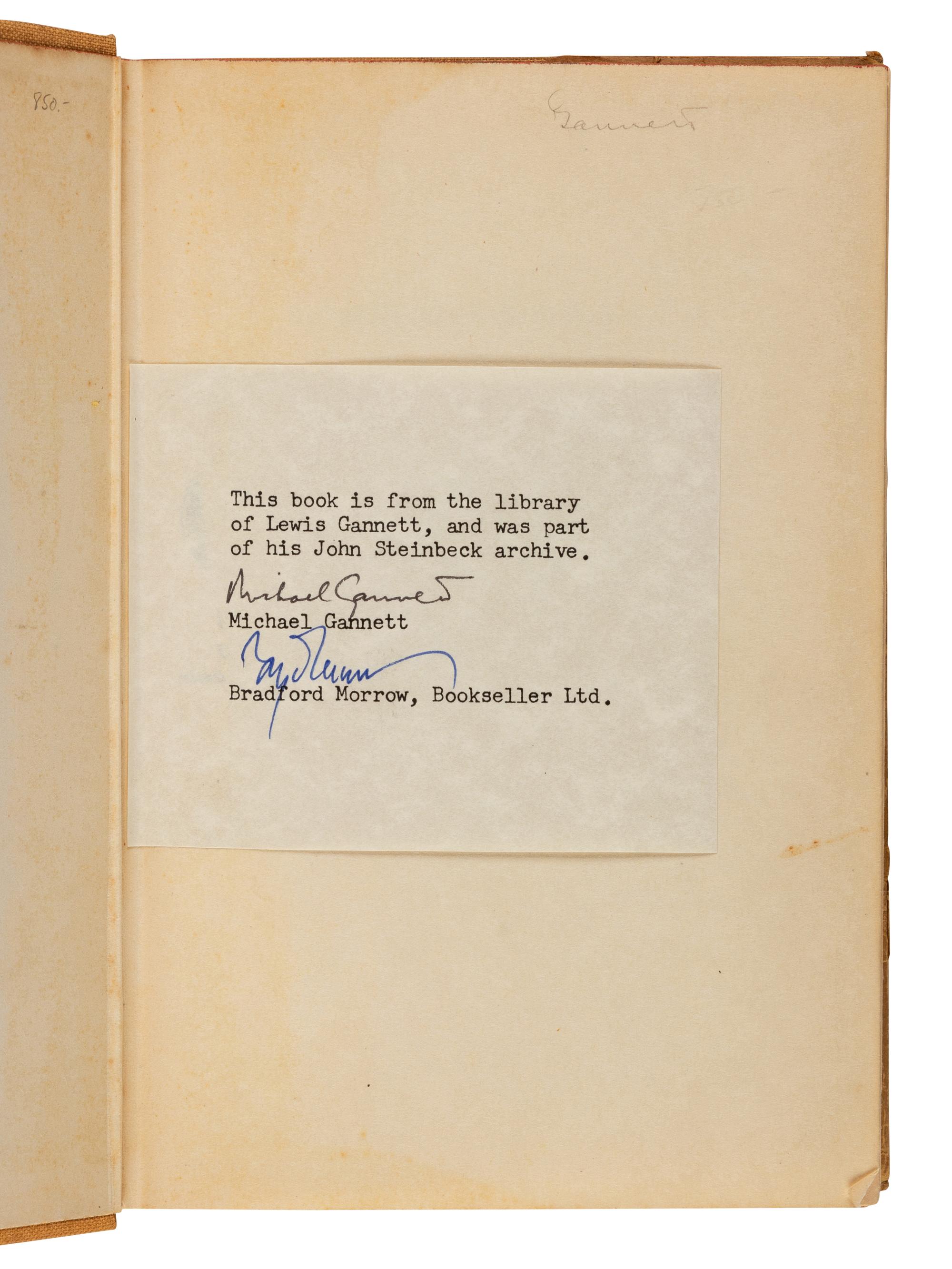 STEINBECK, John (1902-1968). In Dubious Battle . New York: Covici-Friede, 1936.