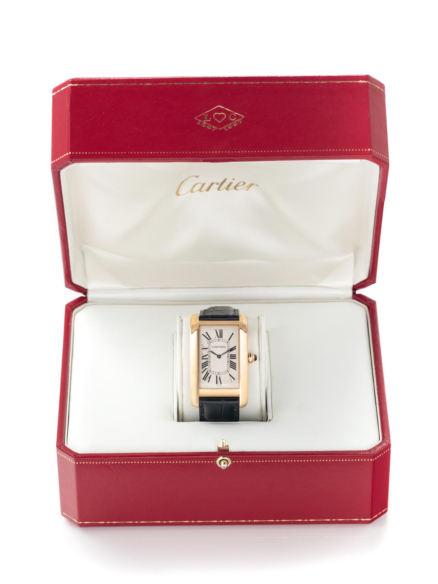 CARTIER, REF. 1735/1 18K YELLOW GOLD 'TANK AMERICAINE' WATCH