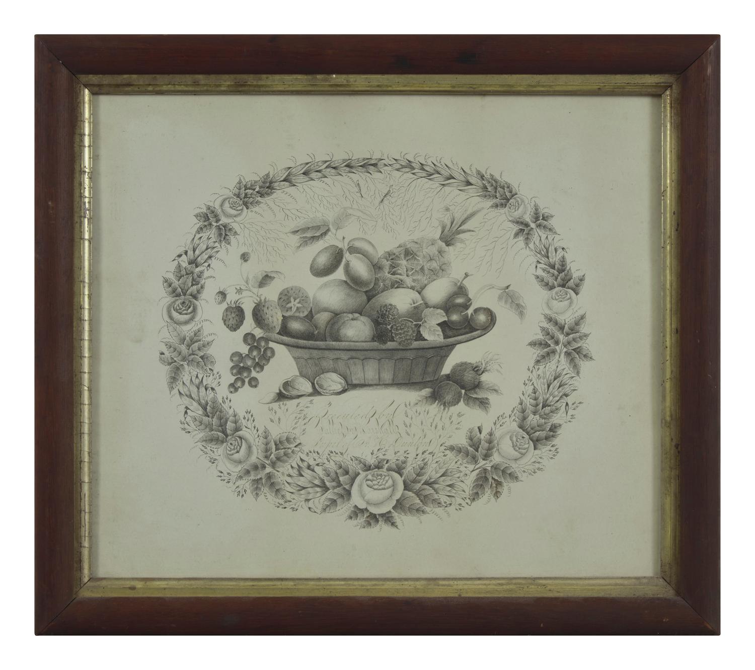 American School 19th Century, A Penmanship Presentation Drawing , Circa 1870