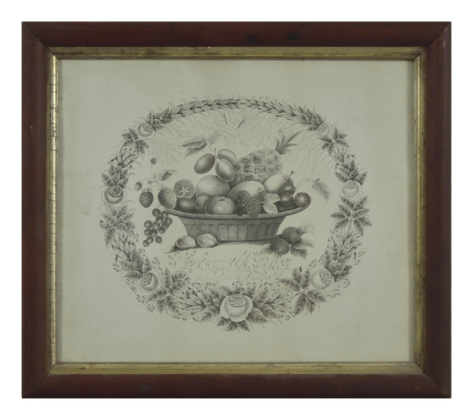 American School 19th Century, A Penmanship Presentation Drawing , Circa 1870
