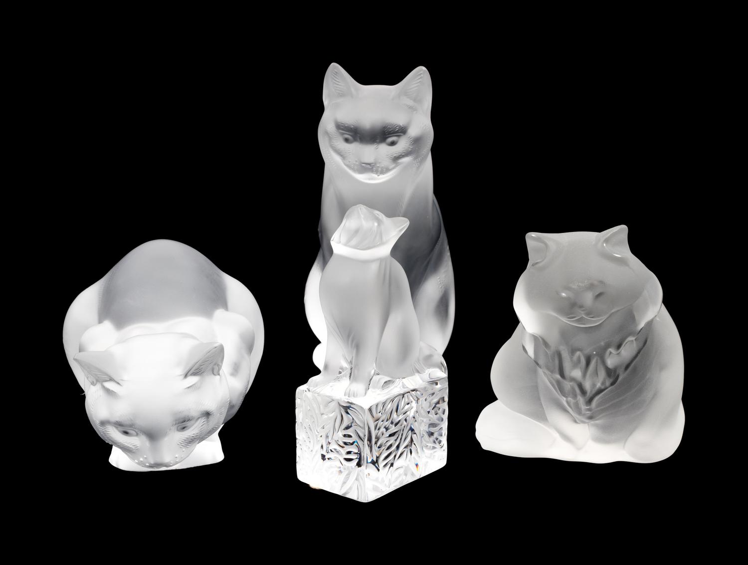 A Group of Four Frosted Glass Figures of Cats — 20TH CENTURY