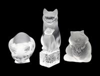 A Group of Four Frosted Glass Figures of Cats — 20TH CENTURY