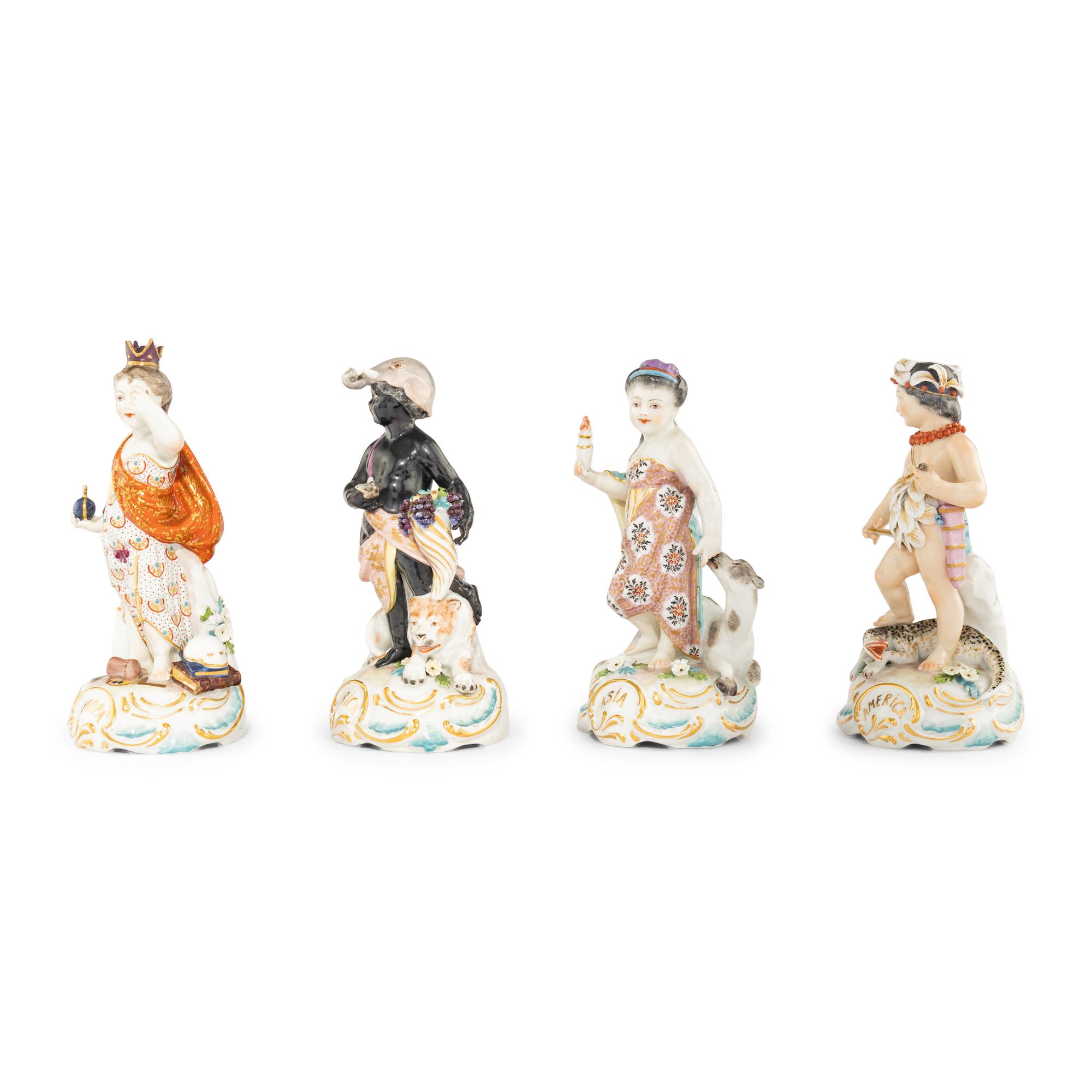 A Set of Four Chelsea Porcelain Figures Allegorical of the Continents