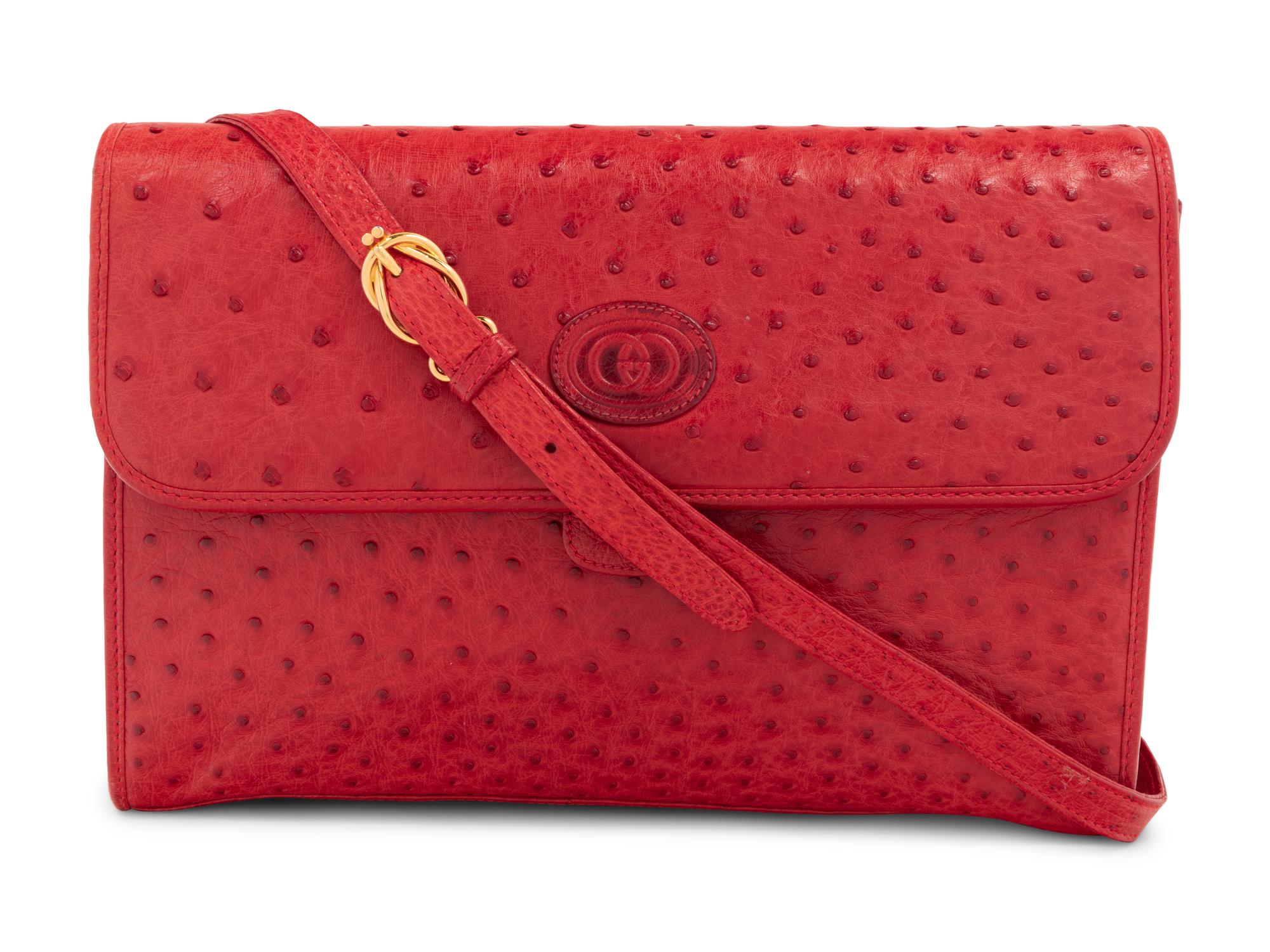 Gucci Ostrich Leather Flap Bag, 1980-90s
