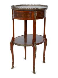 A Louis XV Style Marquetry Marble-Top Table en Chiffonier