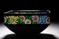A Japanese Cloisonné-Enamel and Partial Plique-à-Jour Square Bowl