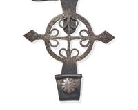 A Large Wrought Iron Adjustable Trammel with Rooster, France, 18th Century