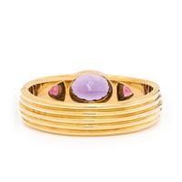 Amethyst, Pink Tourmaline, and Yellow Gold Bangle Bracelet