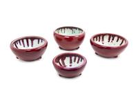 Four Monochrome Red Glazed Tripod Incense Burners