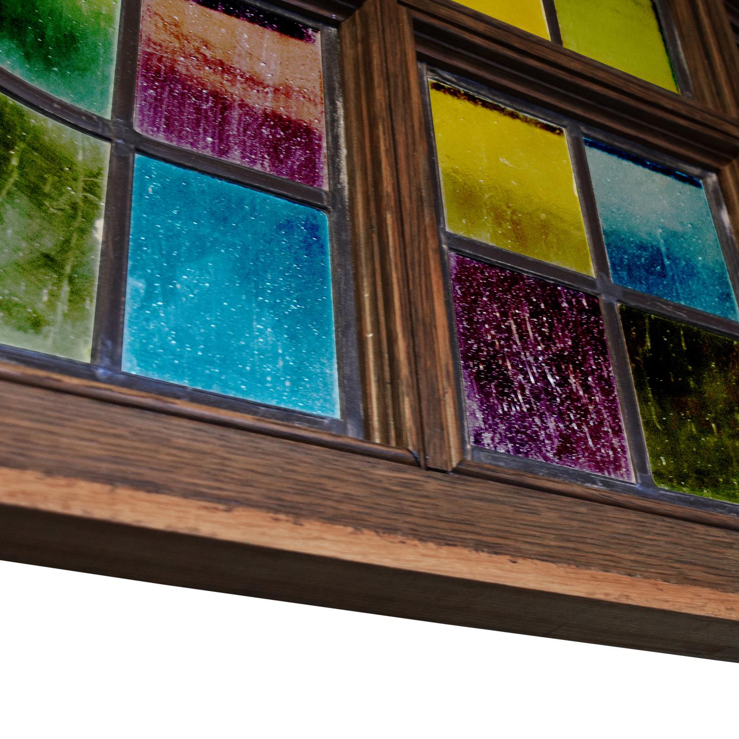 A Stained Glass Transom Window 100" W x 2" D x 25.5" H — United States, Circa 1900