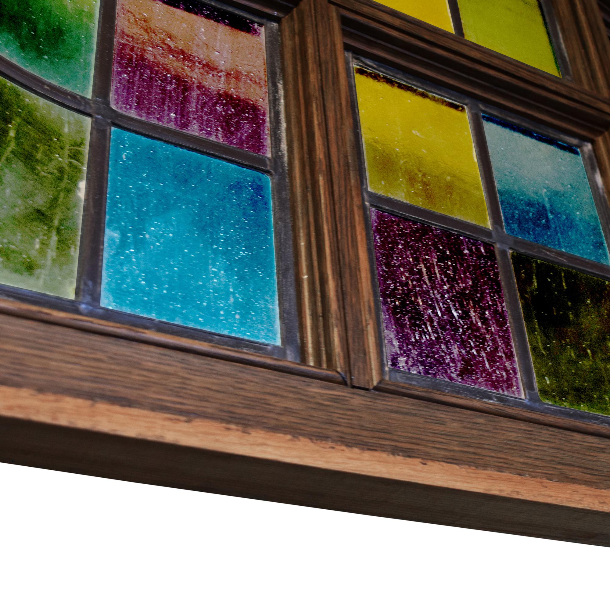 A Stained Glass Transom Window 100" W x 2" D x 25.5" H — United States, Circa 1900