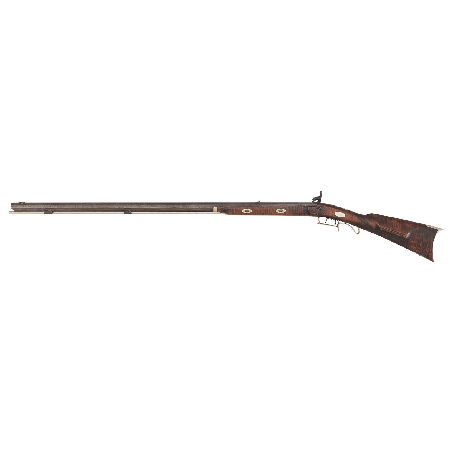 German Silver Mounted Tryon Half Stock Percussion Rifle