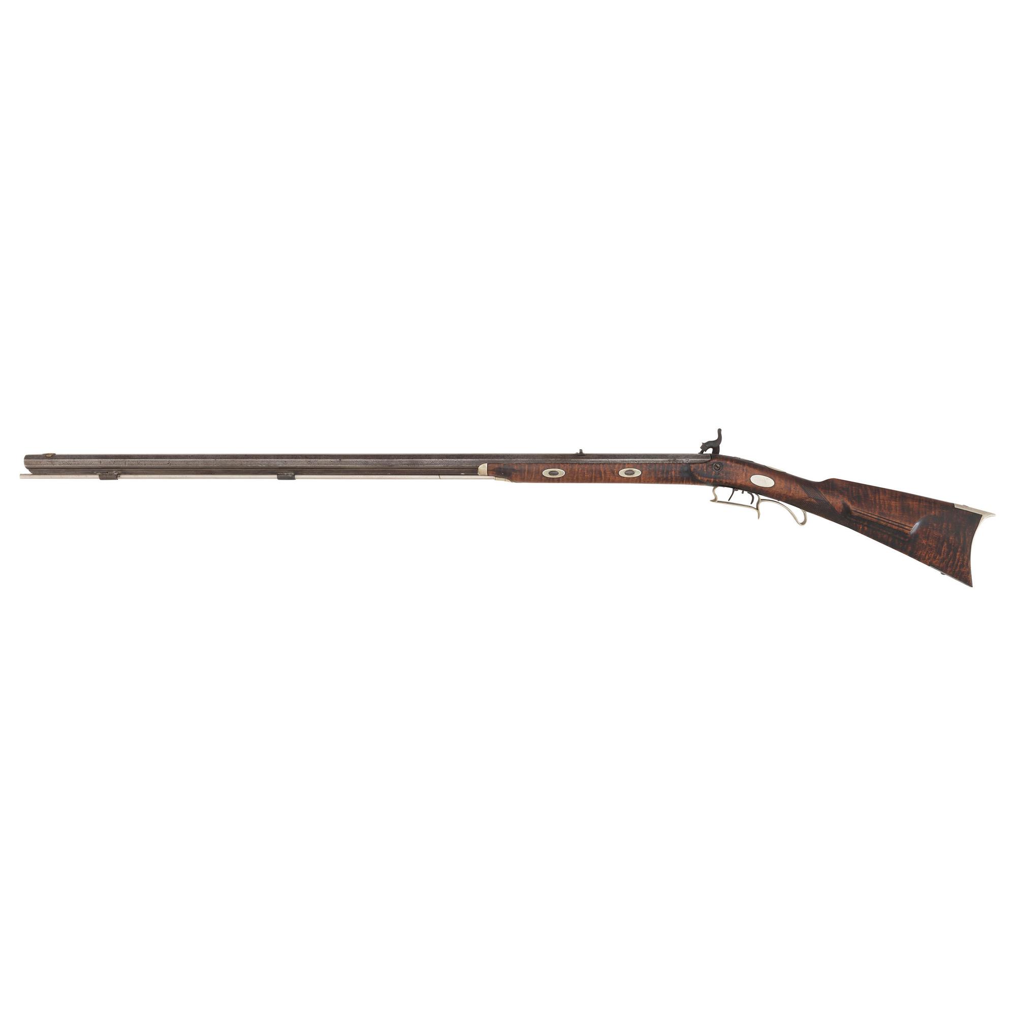 German Silver Mounted Tryon Half Stock Percussion Rifle