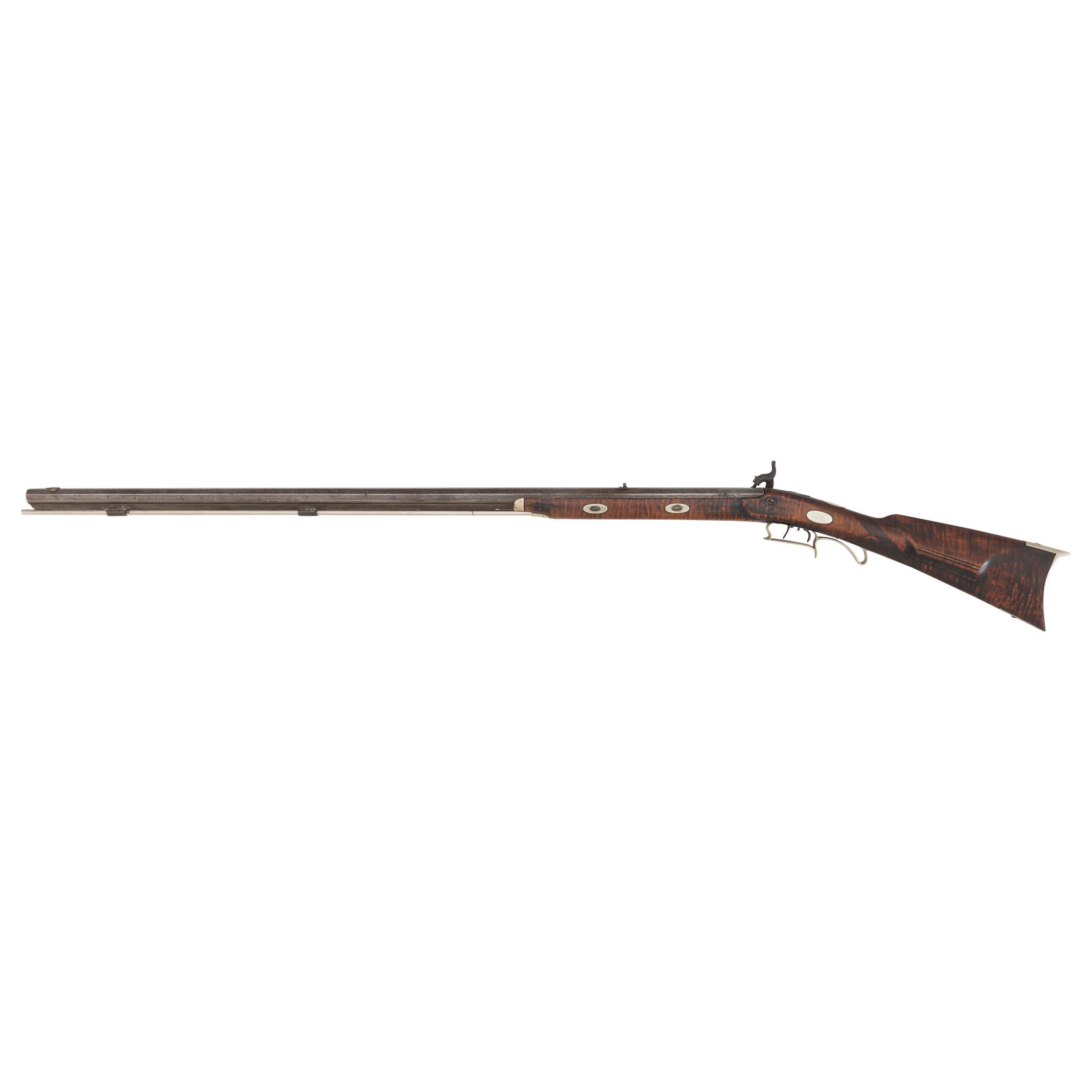 German Silver Mounted Tryon Half Stock Percussion Rifle