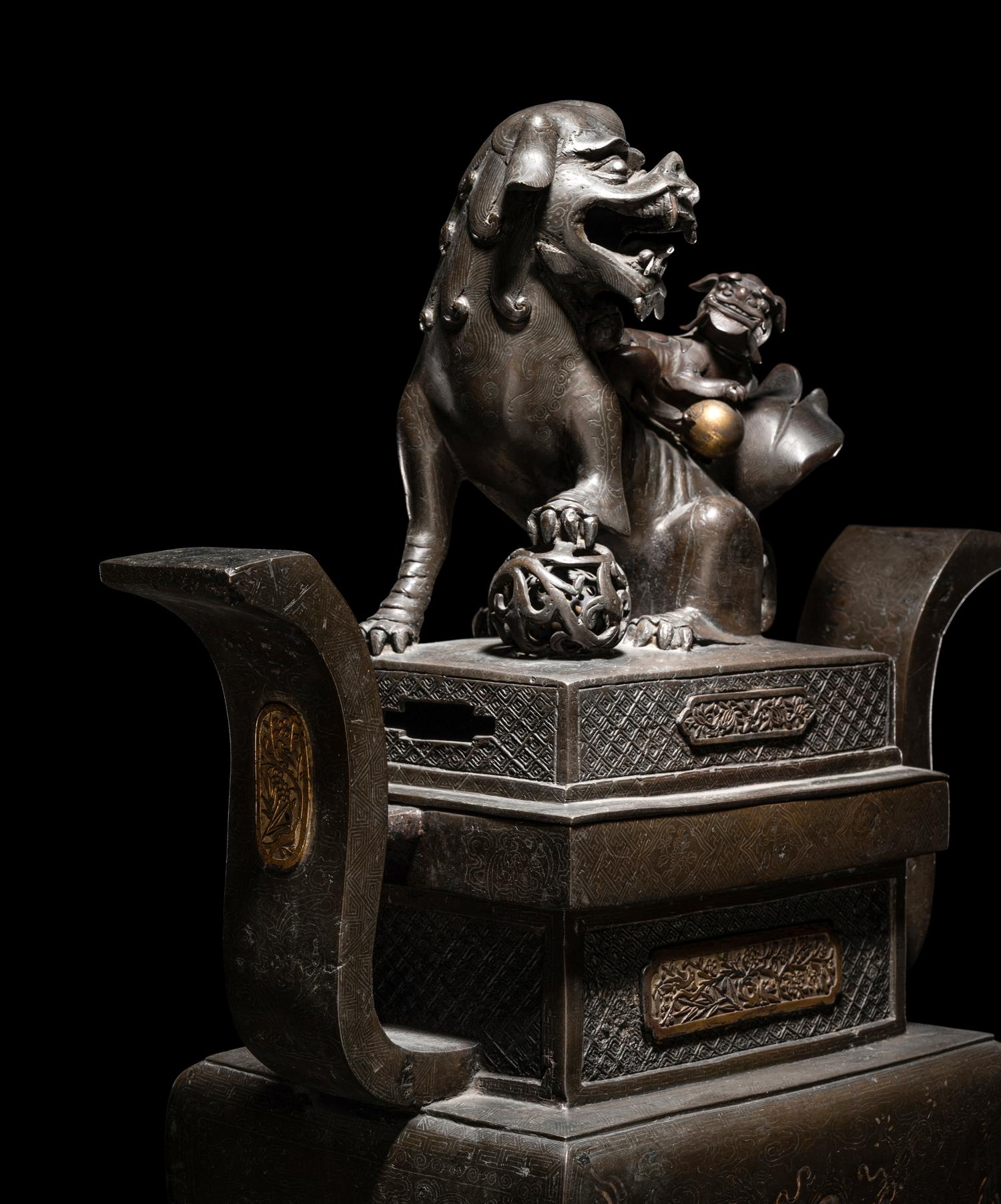 A Chinese Bronze 'Lion' Incense Burner