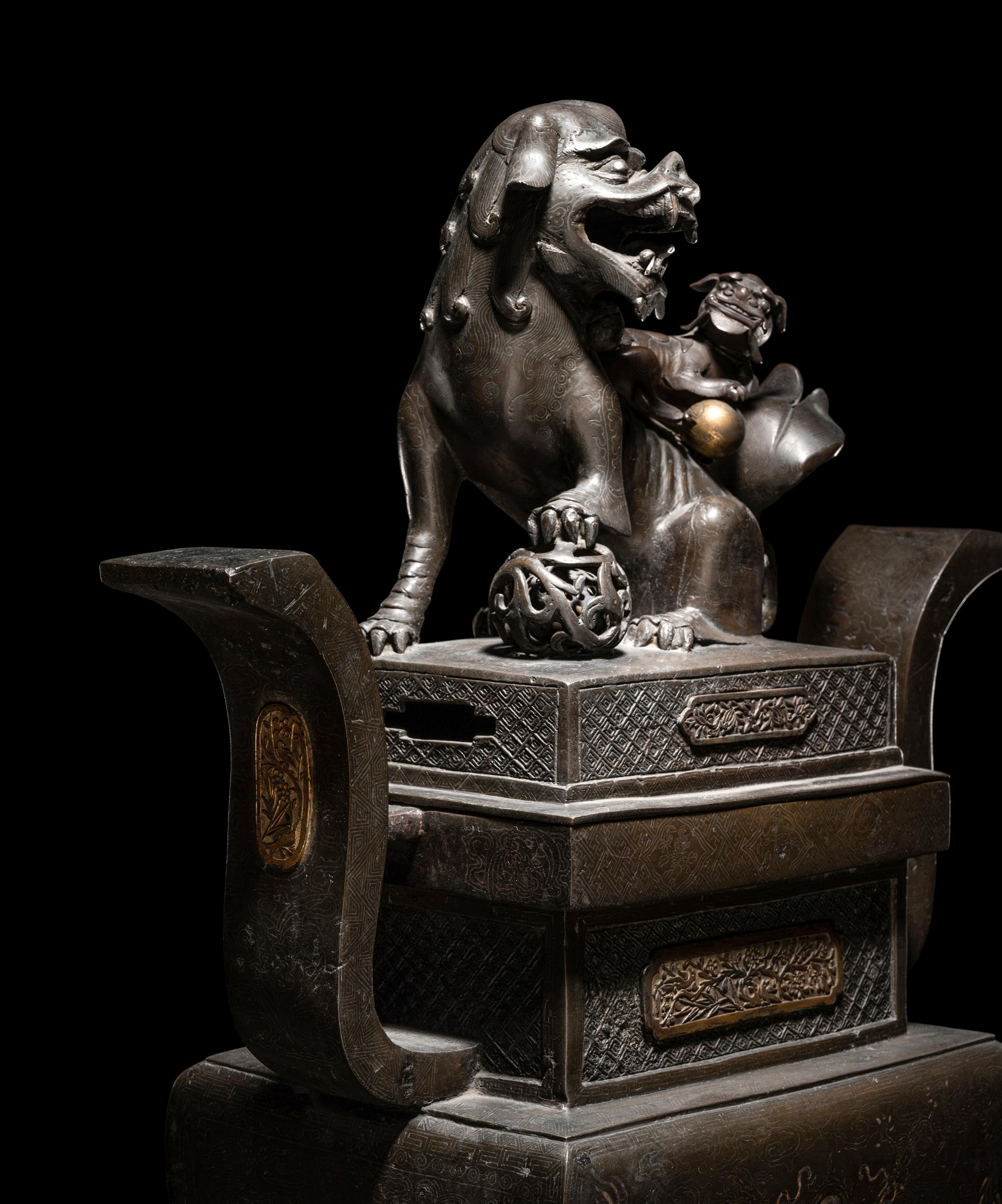 A Chinese Bronze 'Lion' Incense Burner