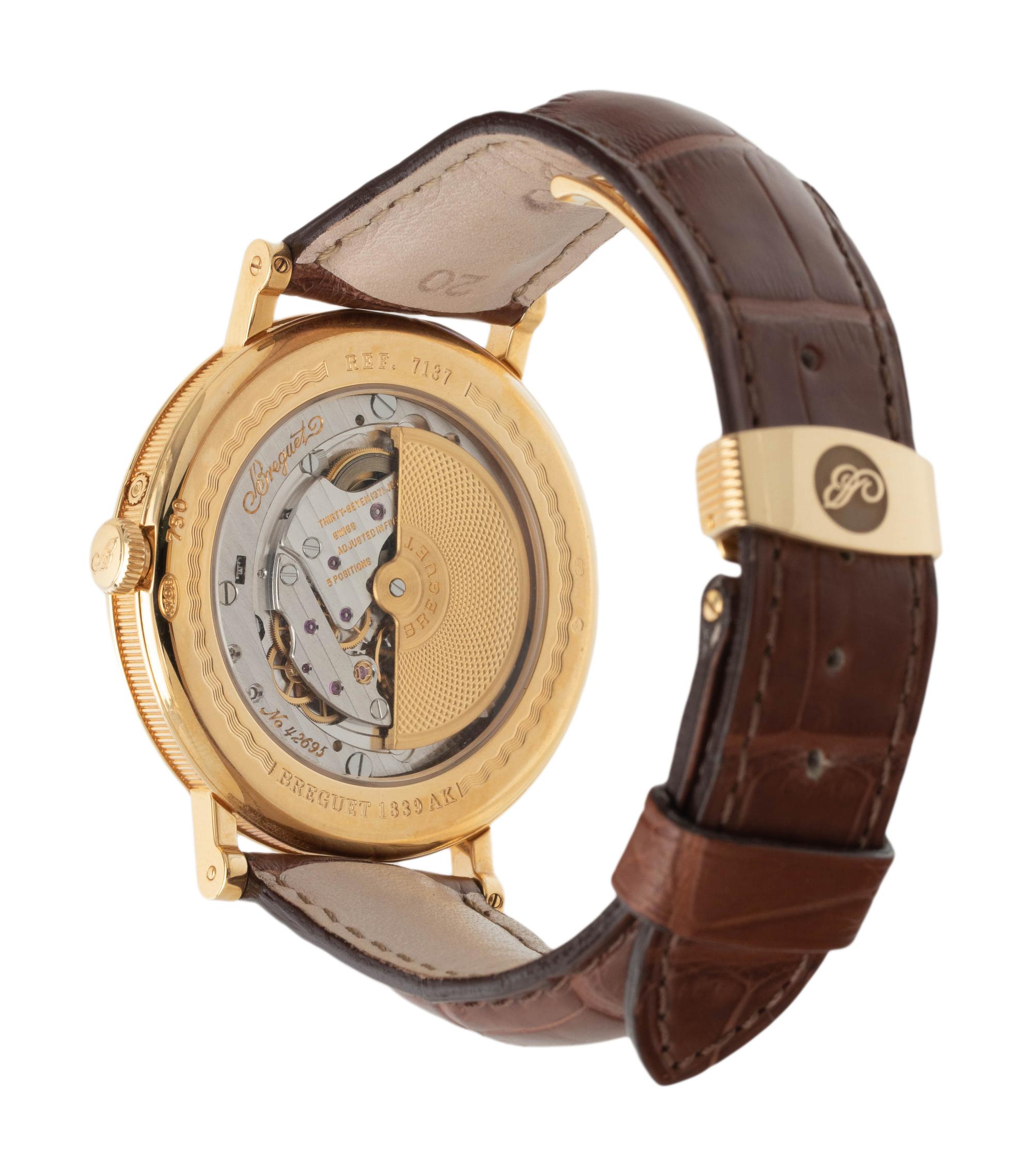 A FINE AND WELL-PRESERVED BREGUET, REF. 7137 18K YELLOW GOLD MOONPHASE ANNUAL CALENDAR 'CLASSIQUE' WRISTWATCH