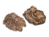 Two Italian Carved Stone Lion Fountain Masks