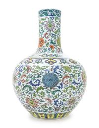 A Doucai Porcelain Bottle Vase Height 21 inches.