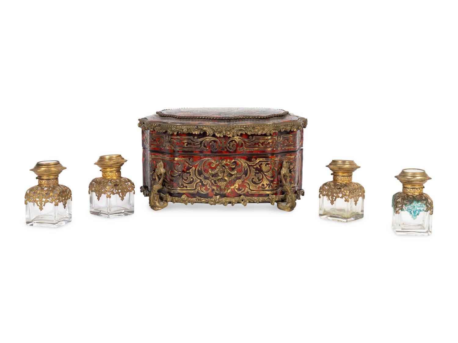 A French Gilt Metal Mounted and Boulle Marquetry Scent Casket