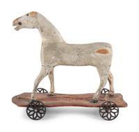 A Painted and Carved Wood Horse-Form Child's Pull Toy