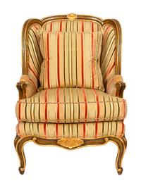 A Louis XV Style Parcel Gilt Fruitwood Bergère