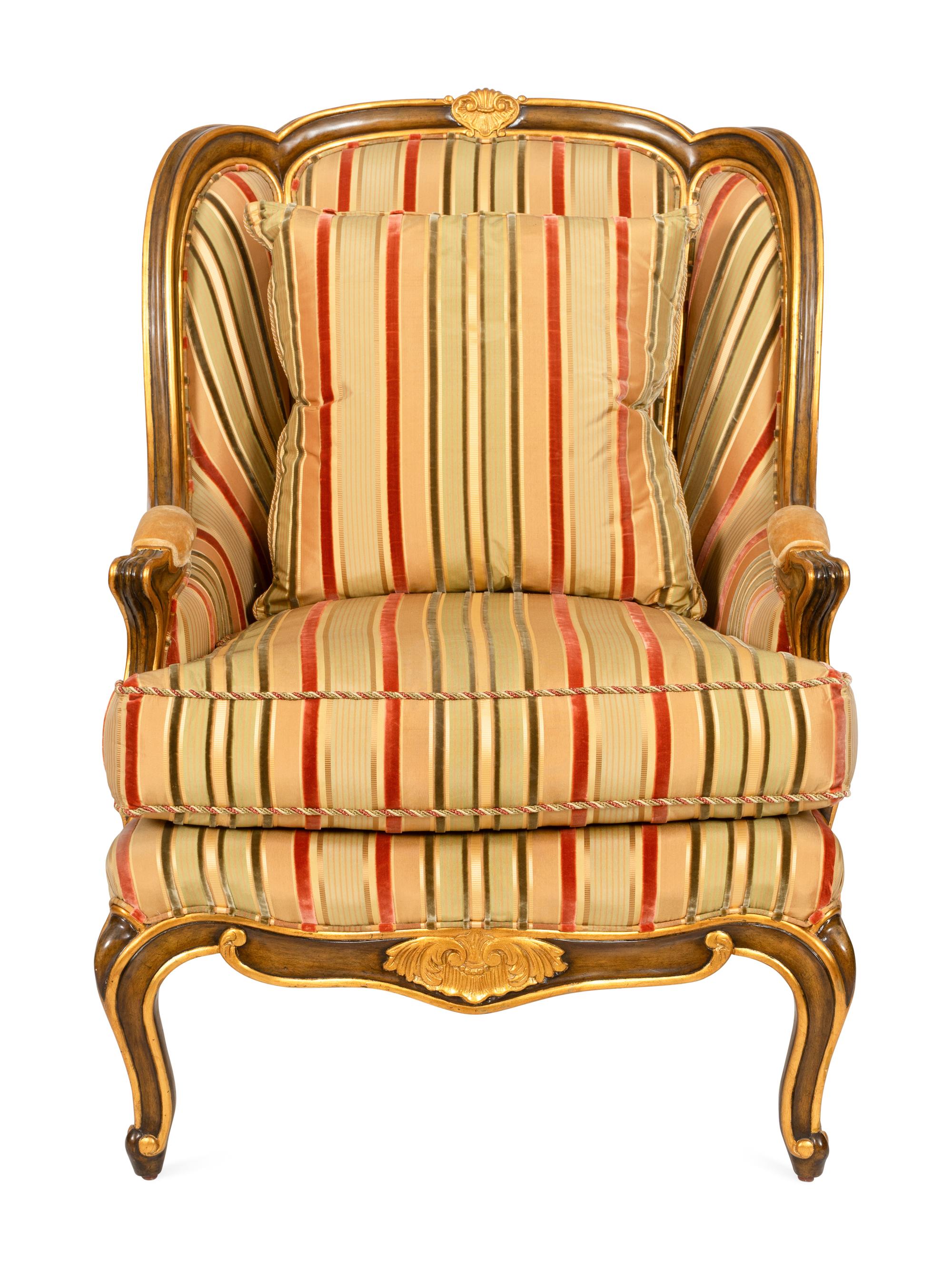A Louis XV Style Parcel Gilt Fruitwood Bergère