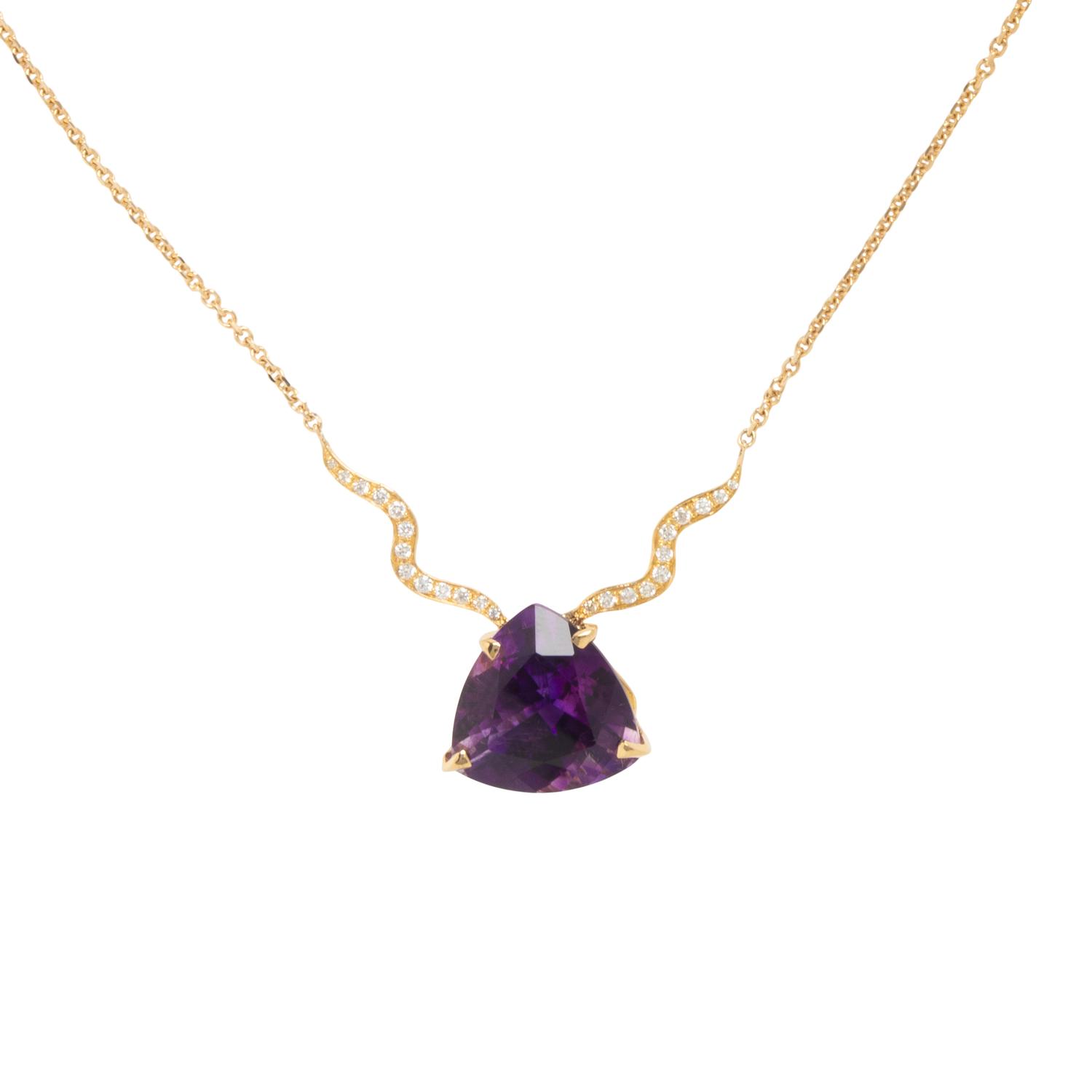 AMETHYST, DIAMOND, AND YELLOW GOLD NECKLACE