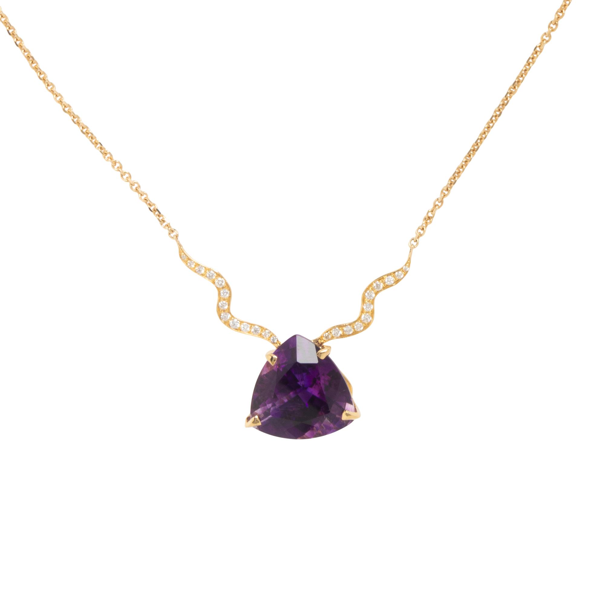 AMETHYST, DIAMOND, AND YELLOW GOLD NECKLACE
