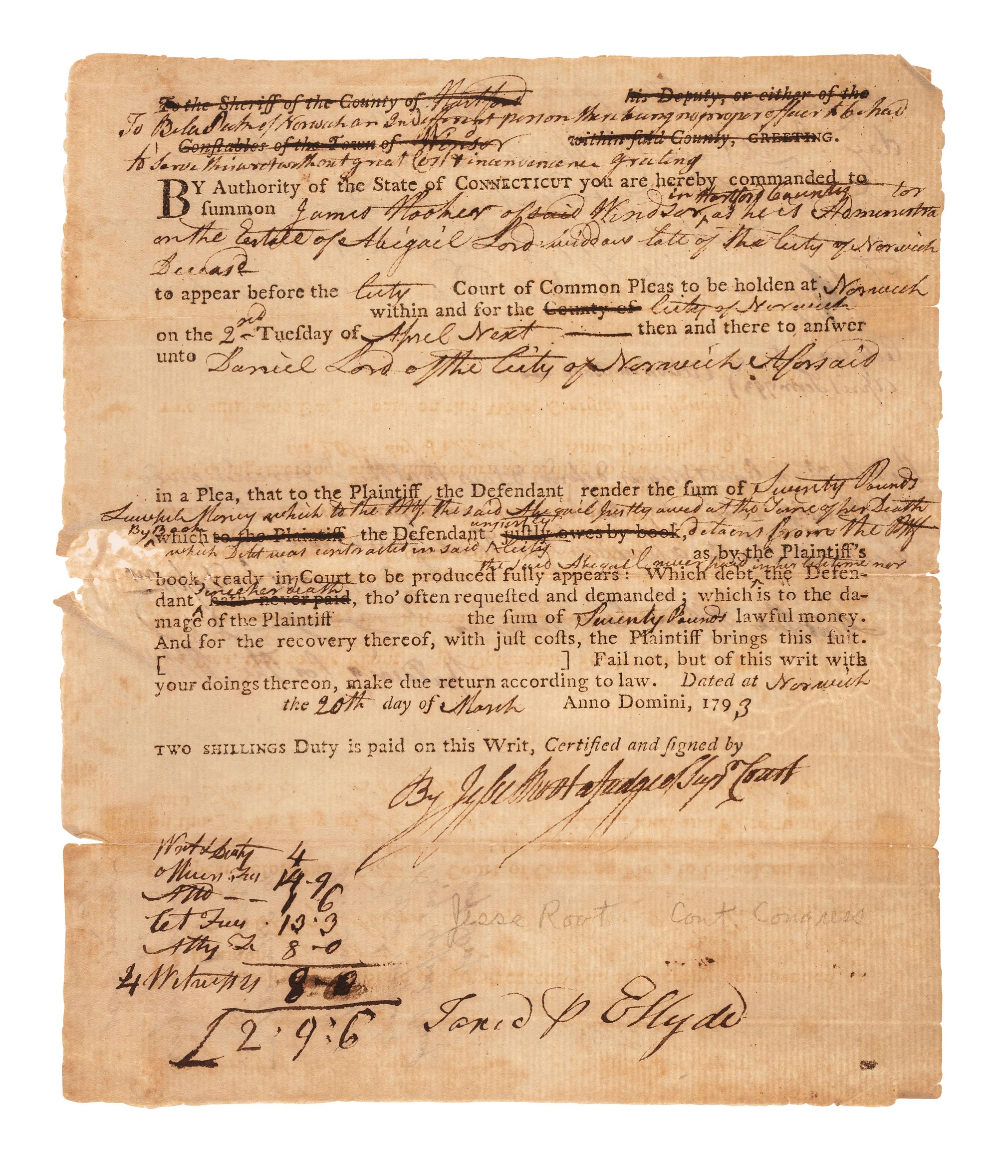 [CONTINENTAL CONGRESS]. A collection of signatures from delegates to the Continental Congress, 1764-1815, comprising: