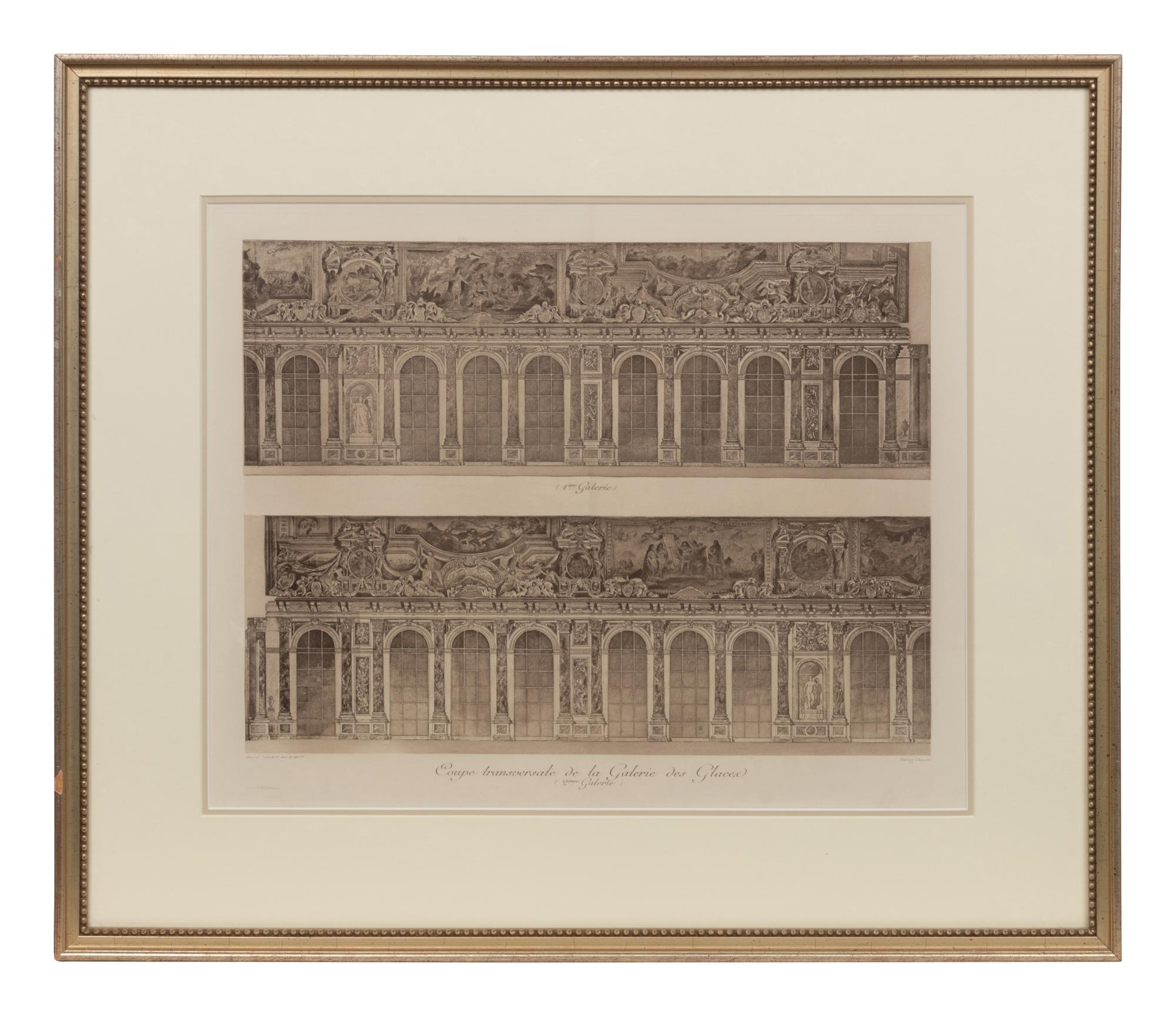 A Set of Six Framed Engravings Depicting Versailles and the Petit Trianon