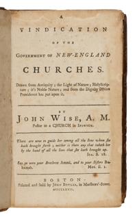 [American Revolution] Wise, John. A Vindication of the Government of New-England Churches