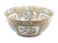 A Chinese Export Rose Medallion Punch Bowl