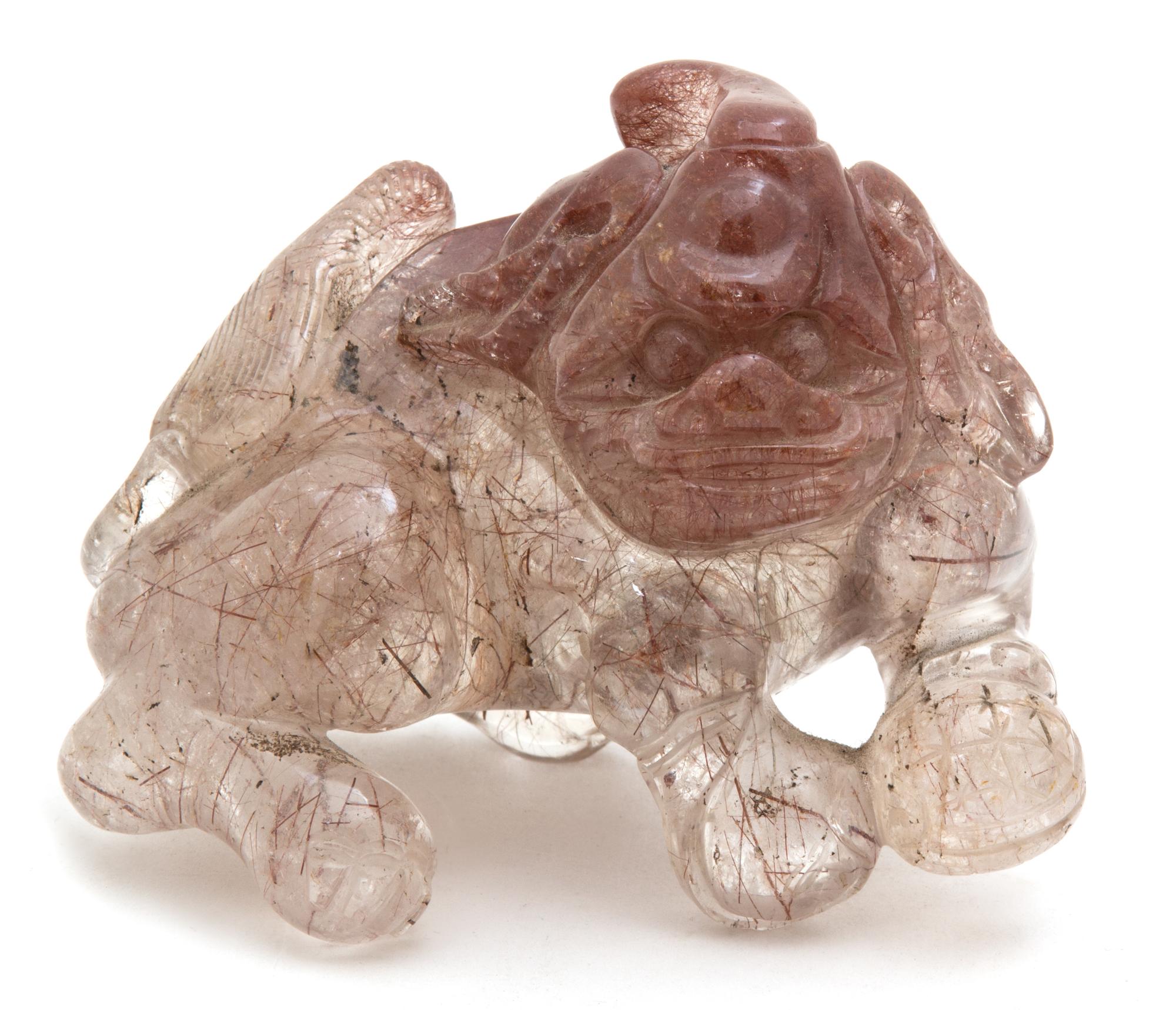 A Chinese Carved Quartz Figure of a Mythical Beast Height 3 inches. — 19TH CENTURY