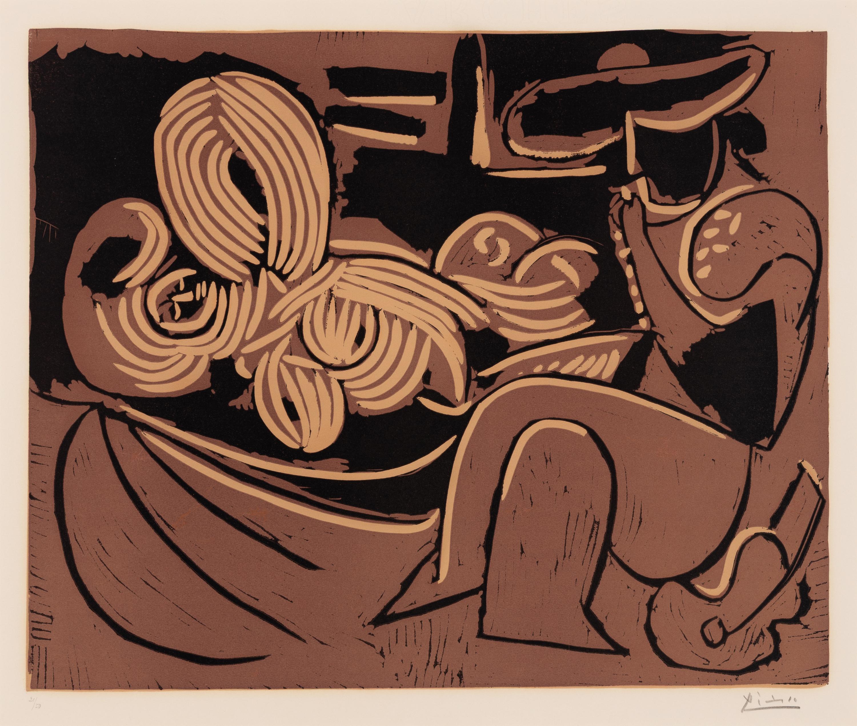 Pablo Picasso (Spanish, 1881–1973) — Femme Couchée et Homme à la Guitare, 1959
