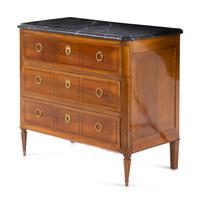 A Louis XVI Style Mahogany Marble-Top Commode