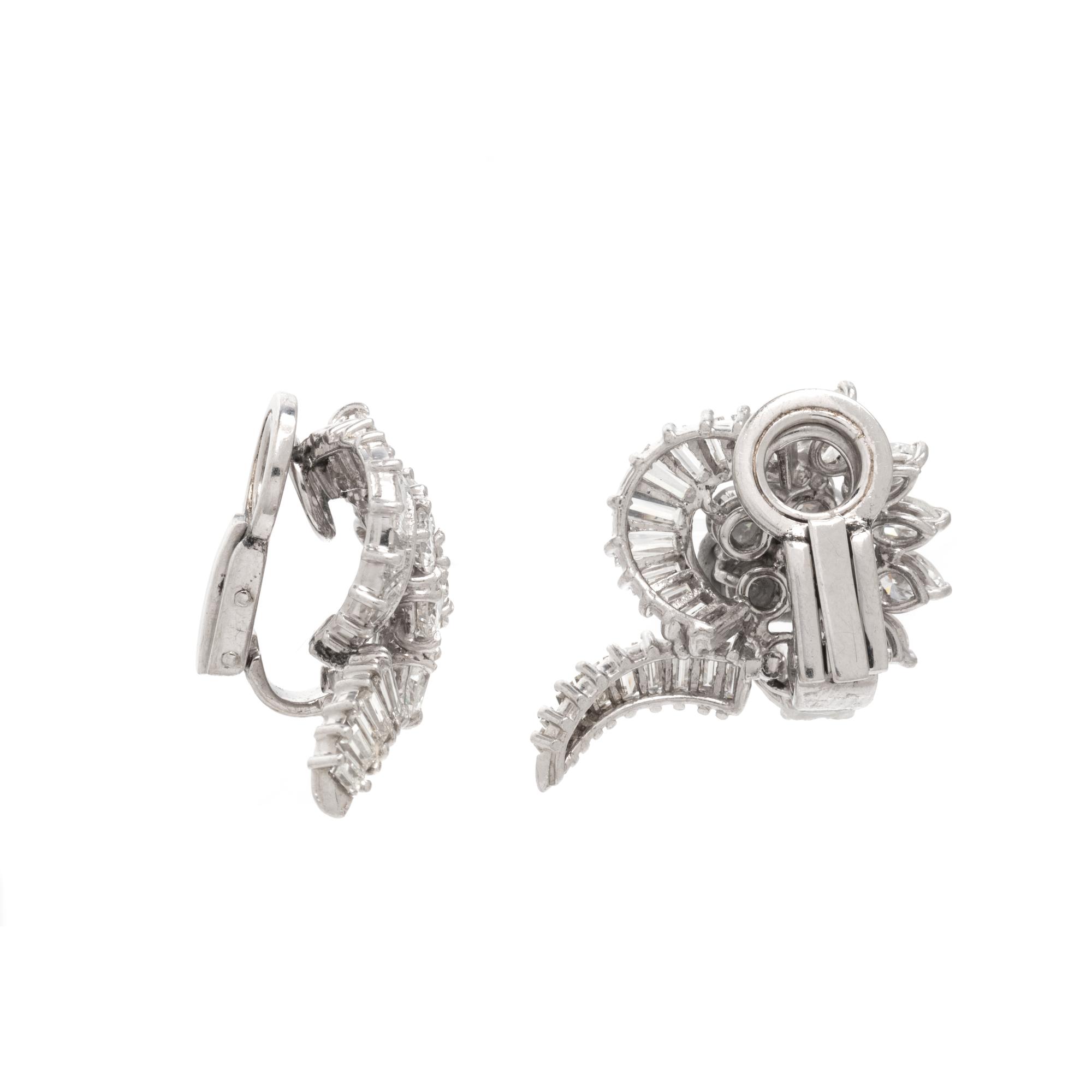 PLATINUM AND DIAMOND CLIP EARRINGS