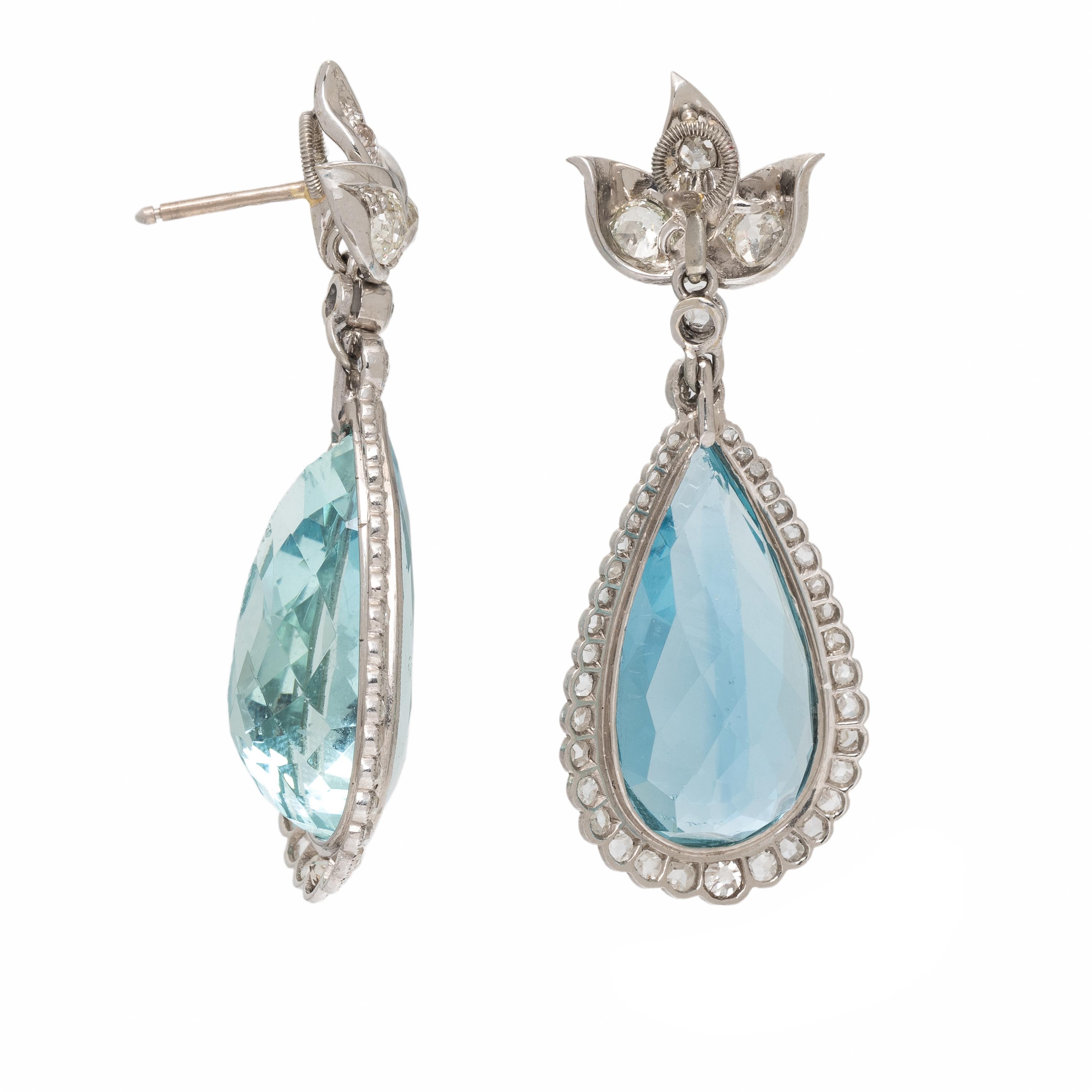 Aquamarine and Diamond Earrings