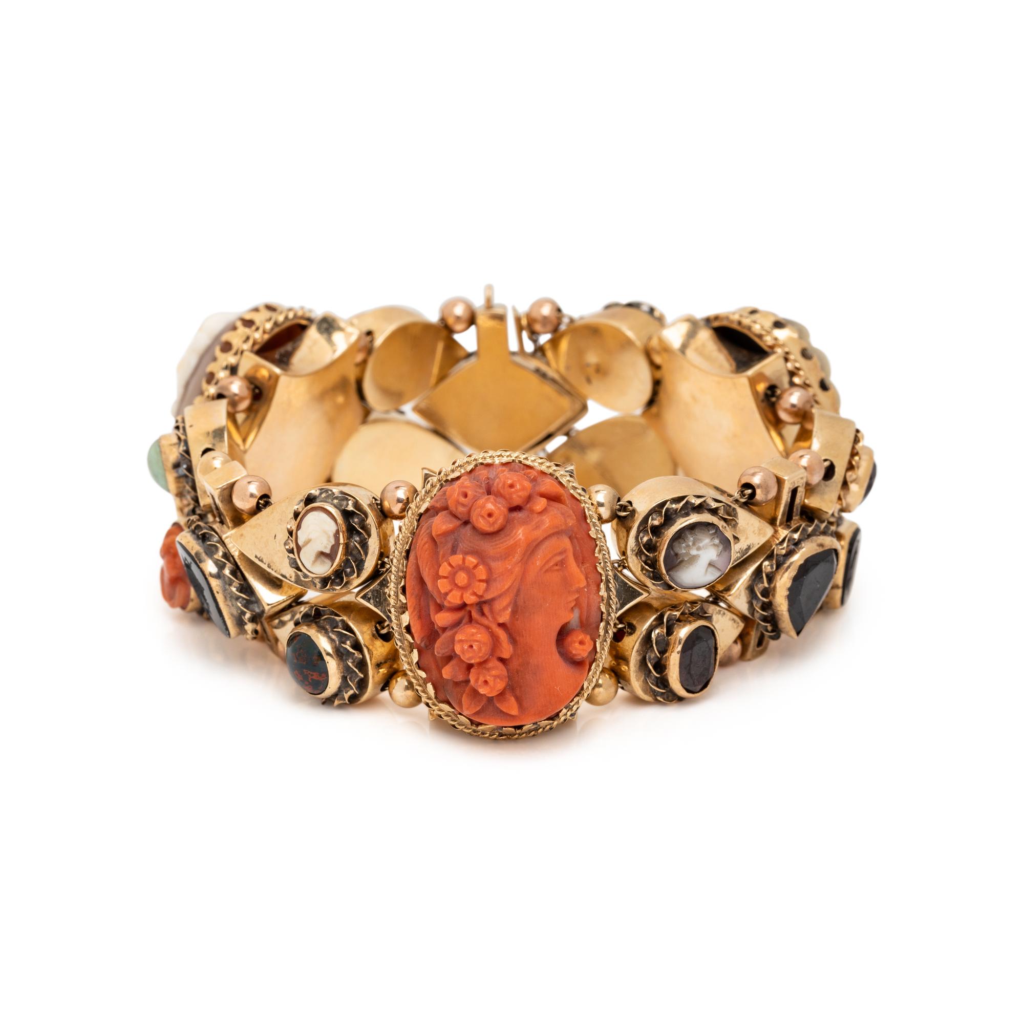 YELLOW GOLD AND MULTIGEM SLIDE BRACELET