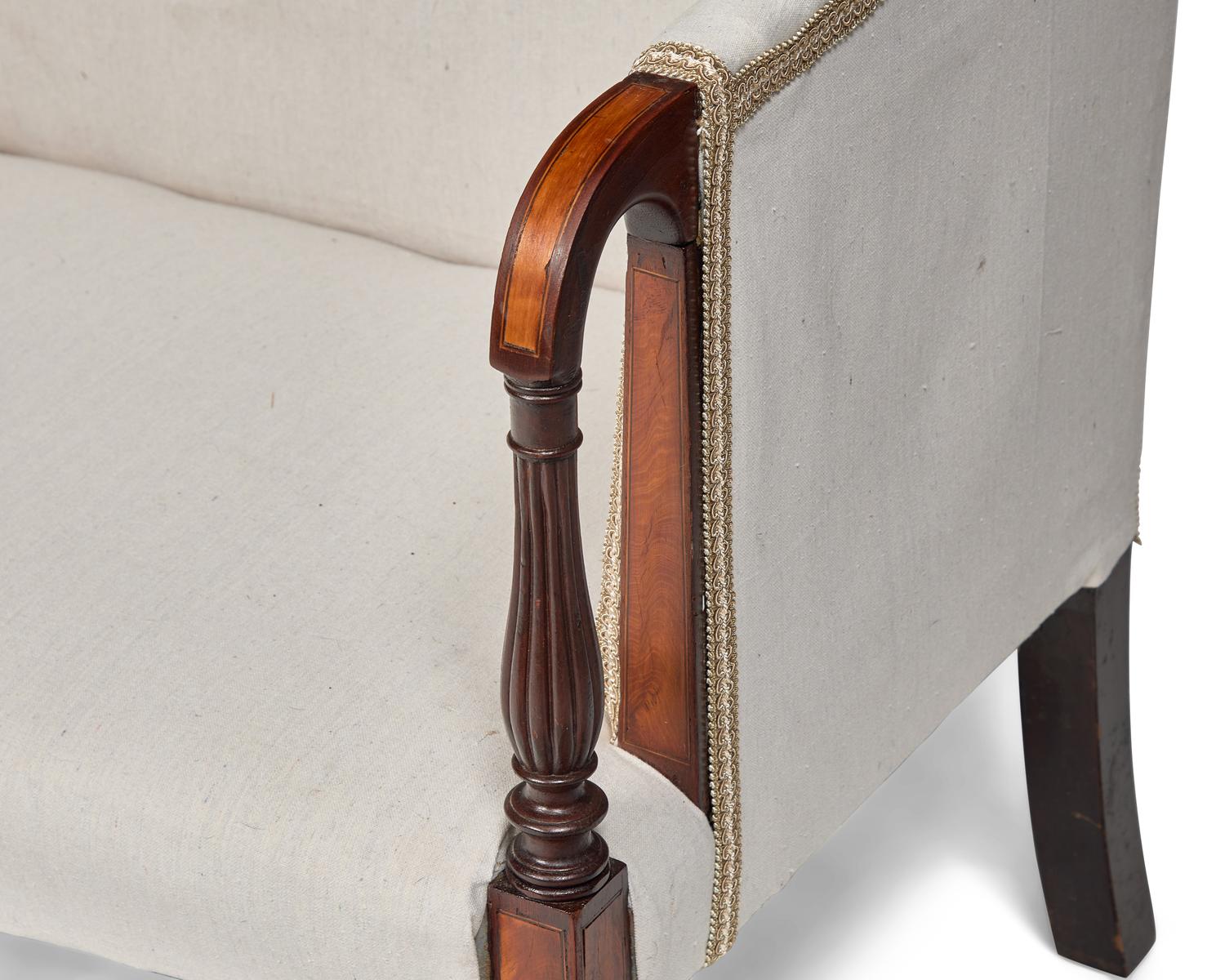 A Federal Carved and Inlaid Mahogany and Birch Sofa