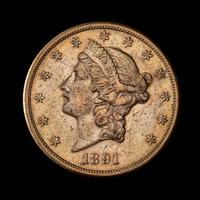 A United States 1891-S Liberty Head $20 Gold Coin