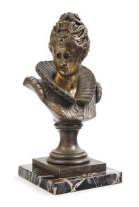 A Continental Gilt Bronze Bust Height overall 13 inches. — 19TH CENTURY